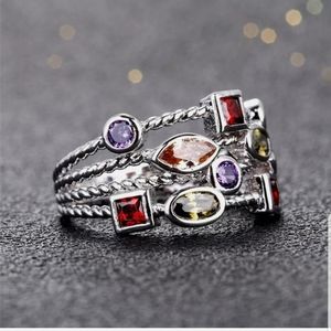 New women Silver Multi color cubic zirconia